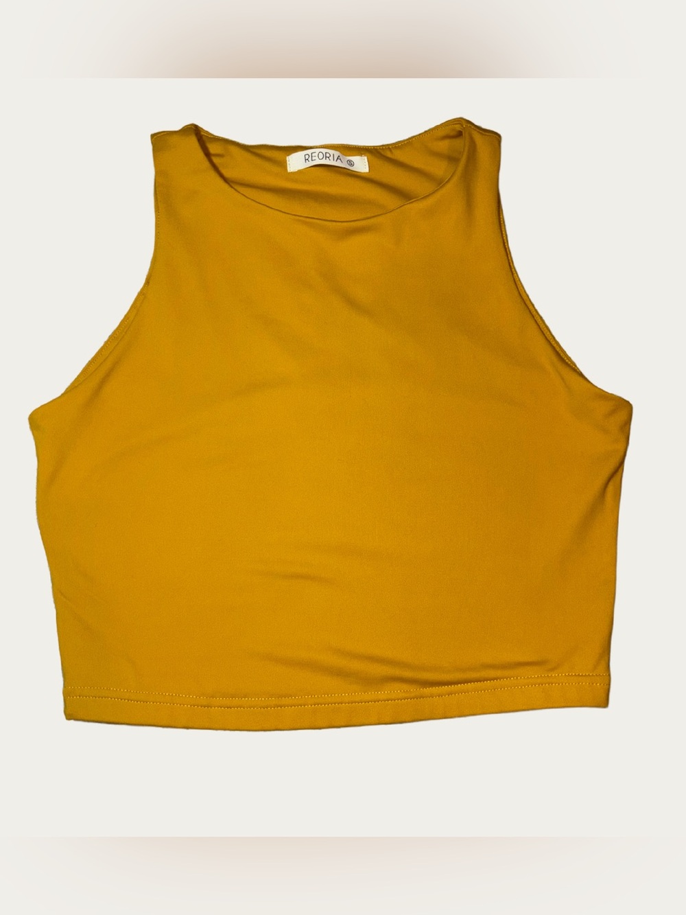ReoRia Mustard Yellow Sleeveless Crop Top